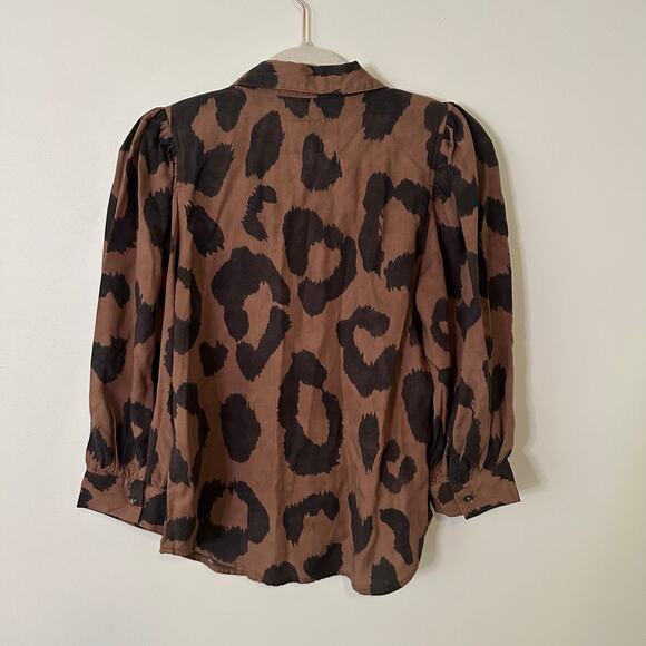 Pistola brown & black animal print button down top size XS - Picture 13 of 14
